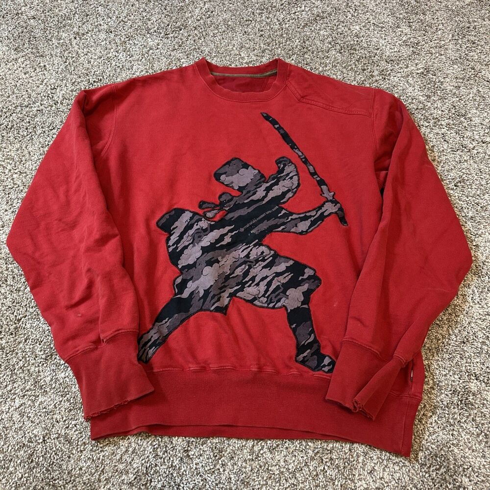 Vintage Maharishi Embroidered Samurai Crewneck Sweatshirt Red Men’s Size Large